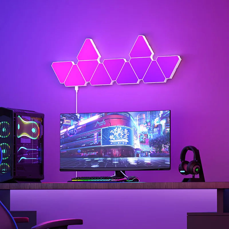 RGB LED Triangular Wall Lamp for Bedroom Office Decor - Smart Pickup Rhythm Light