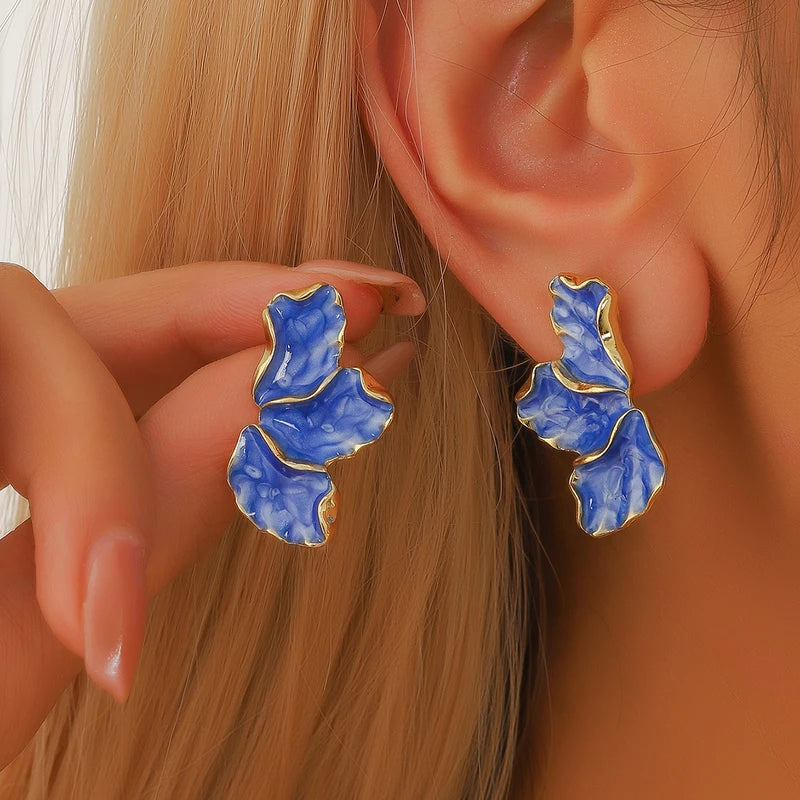 Women's Colorful Leaf Earrings 2-Pack - Fashion Flower Drop Jewelry