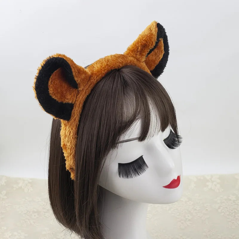 Animal Headband Props for Kids & Adults - Plush Lion & Tiger Ears - Halloween Costume Accessory