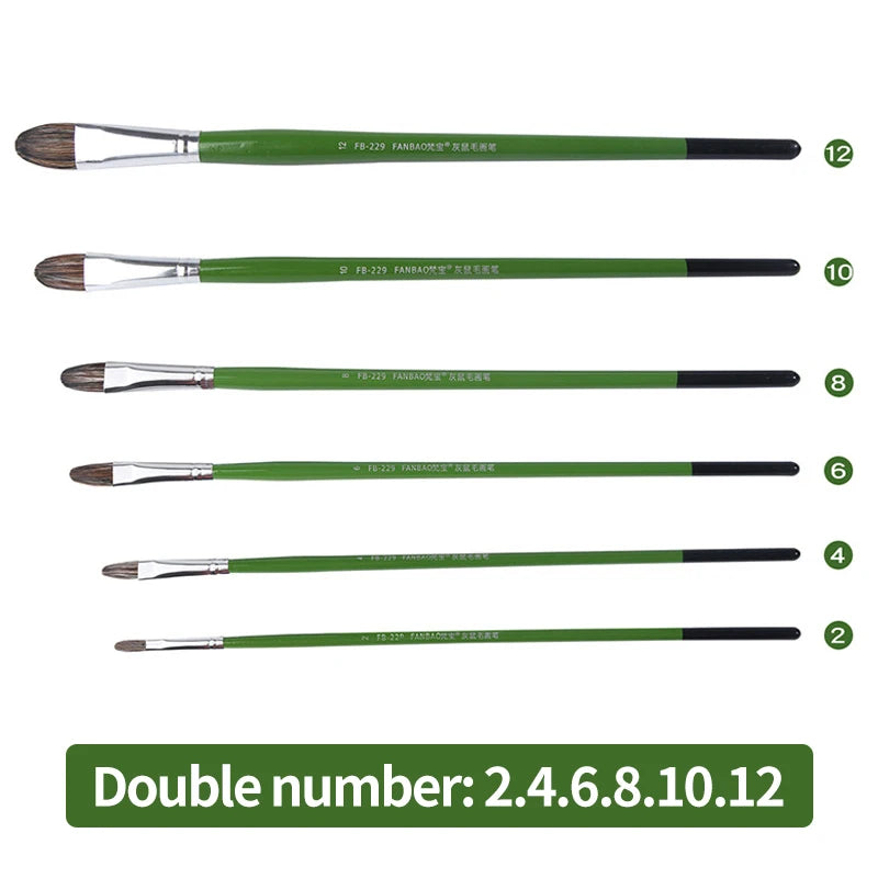 1/6Pcs Artist Watercolor Paint Brushes Set - Squirrel Hair Wooden Handle for Oil, Acrylic, Gouache