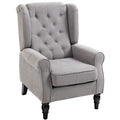 Mid-Century Modern Accent Armchair with Tufted Fabric & Wooden Legs - Gray