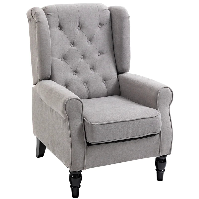 Mid-Century Modern Accent Armchair with Tufted Fabric & Wooden Legs - Gray