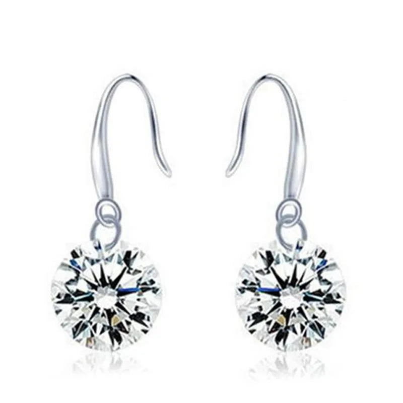 Sterling Silver Zirconia Pendant Earrings for Women - Wedding Gift Jewelry
