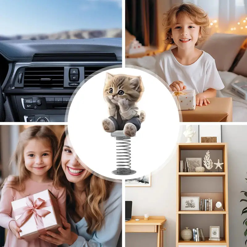 Cute Cat Bobble Dashboard Toy - 2D Shake Head Car Interior Decor