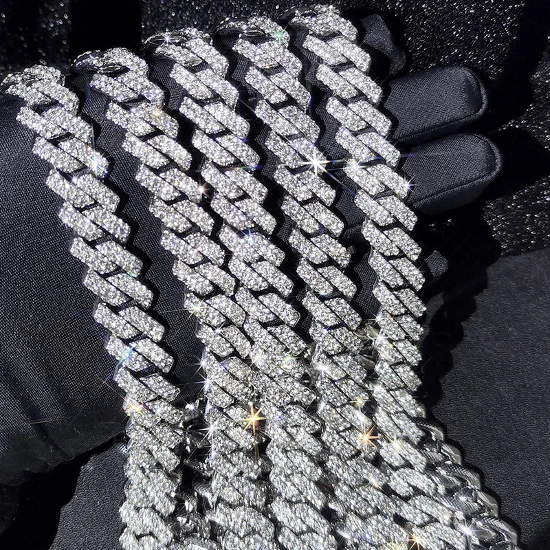 14mm Iced Out Prong Cuban Link Chain Necklace - Unisex Hip Hop Jewelry