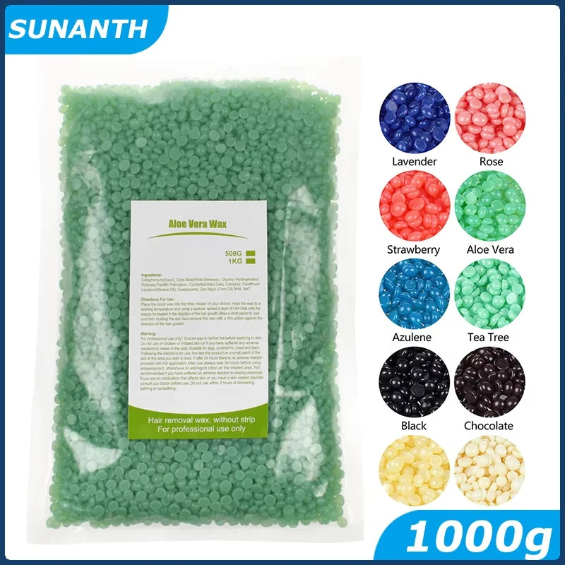 1000g Hard Wax Beans for Painless Hair Removal, Suitable for Bikini Face Body