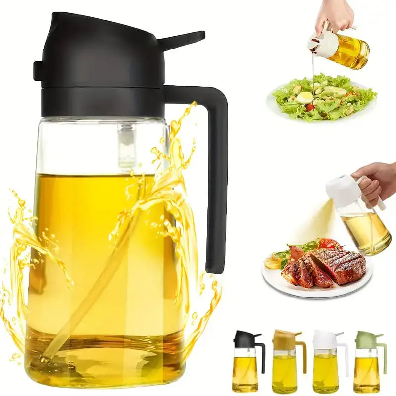 Multi-Function Oil Dispenser Bottle for Kitchen & Barbecue - Refillable Spray & Pour, 500ml