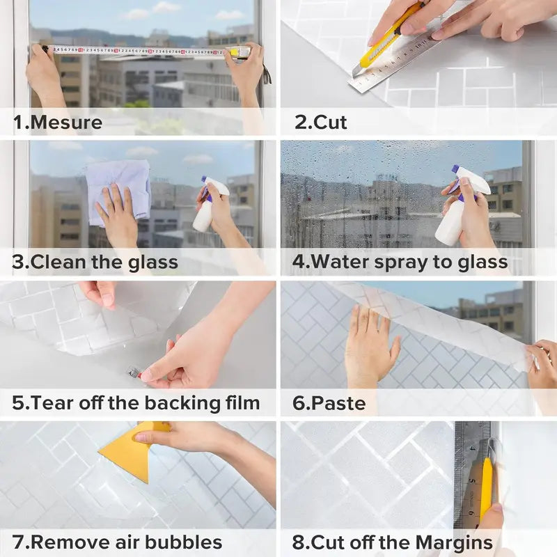Frosted Glass Window Privacy Film - Static Cling Decorative Covering for Home & Office