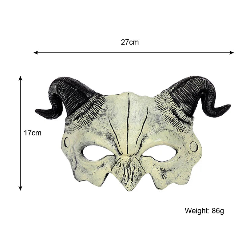 Realistic Sheep-Horned Devil Mask for Halloween Costume Cosplay - Half Face Design
