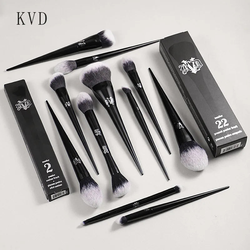 Makeup Brush Set with Foundation Blush Eyeshadow Concealer Sculpting Tools - KVD Style