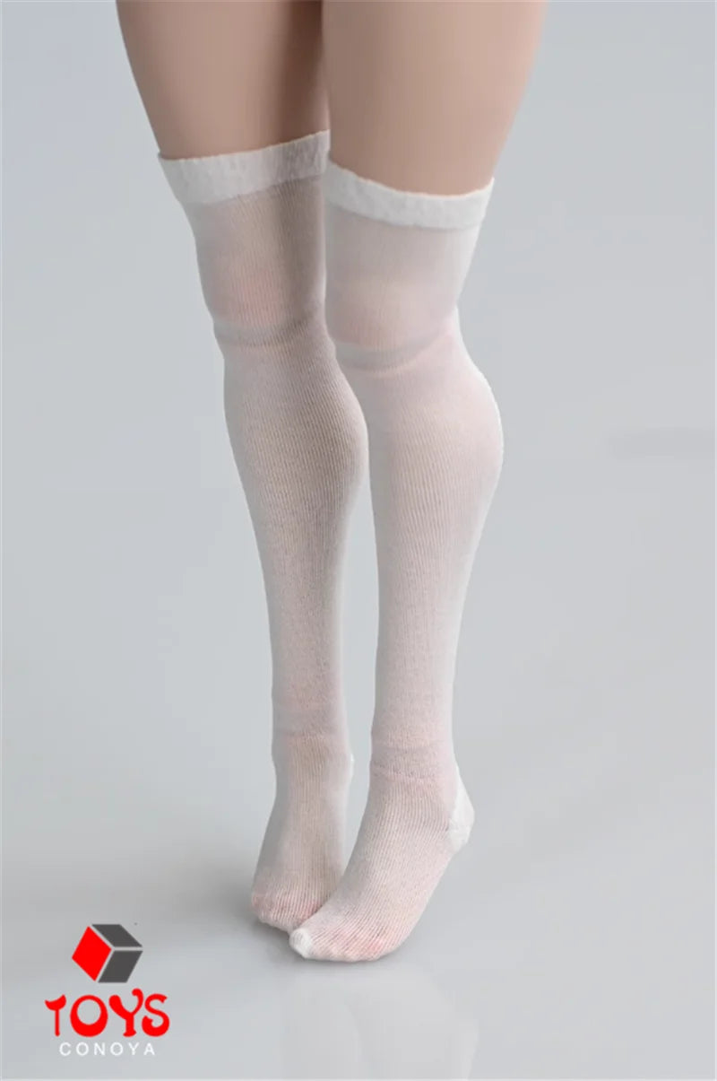 1/6 Scale Female Action Figure Socks - Semi-transparent Short & Long Stockings