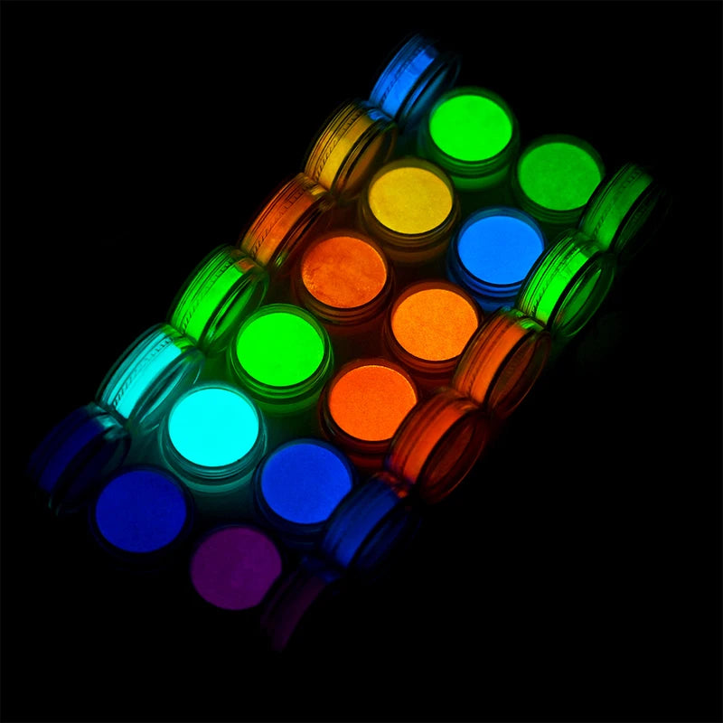 12pcs Glow in Dark Luminescent Powder Set for Nail Art and Crafts
