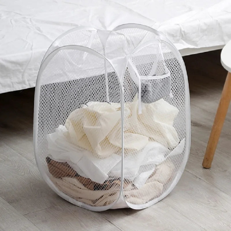 Foldable Hand-Held Laundry Basket with Handles, Space-Saving Clothes Storage Bin