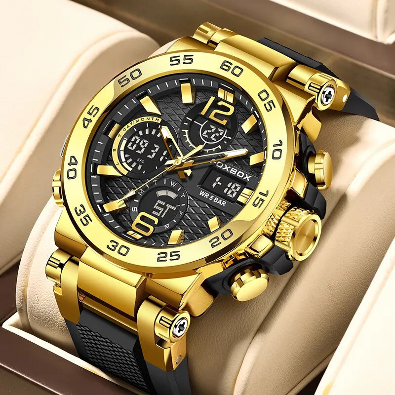 Men's Waterproof Sport Diver Watch with Luminous Hands & Stainless Steel Case