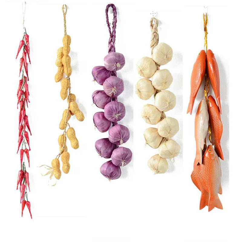 Artificial Vegetable String Garland Kitchen Wall Decor Food Props Vivid Faux Food Decor