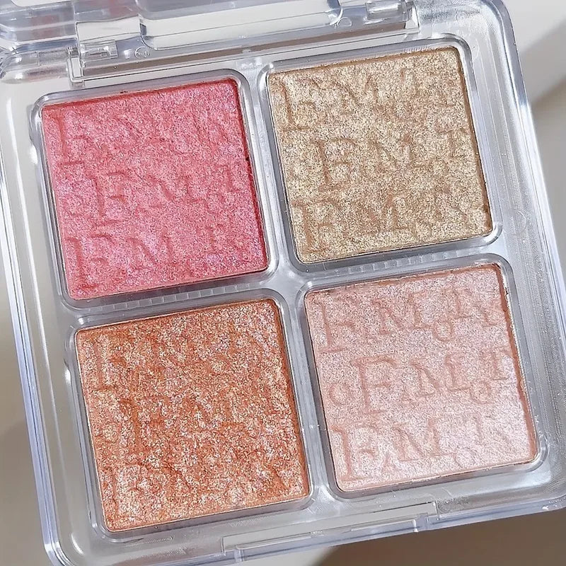 4 Color Highlighter Palette Makeup Illuminator Glitter Baked Powder Face Palette