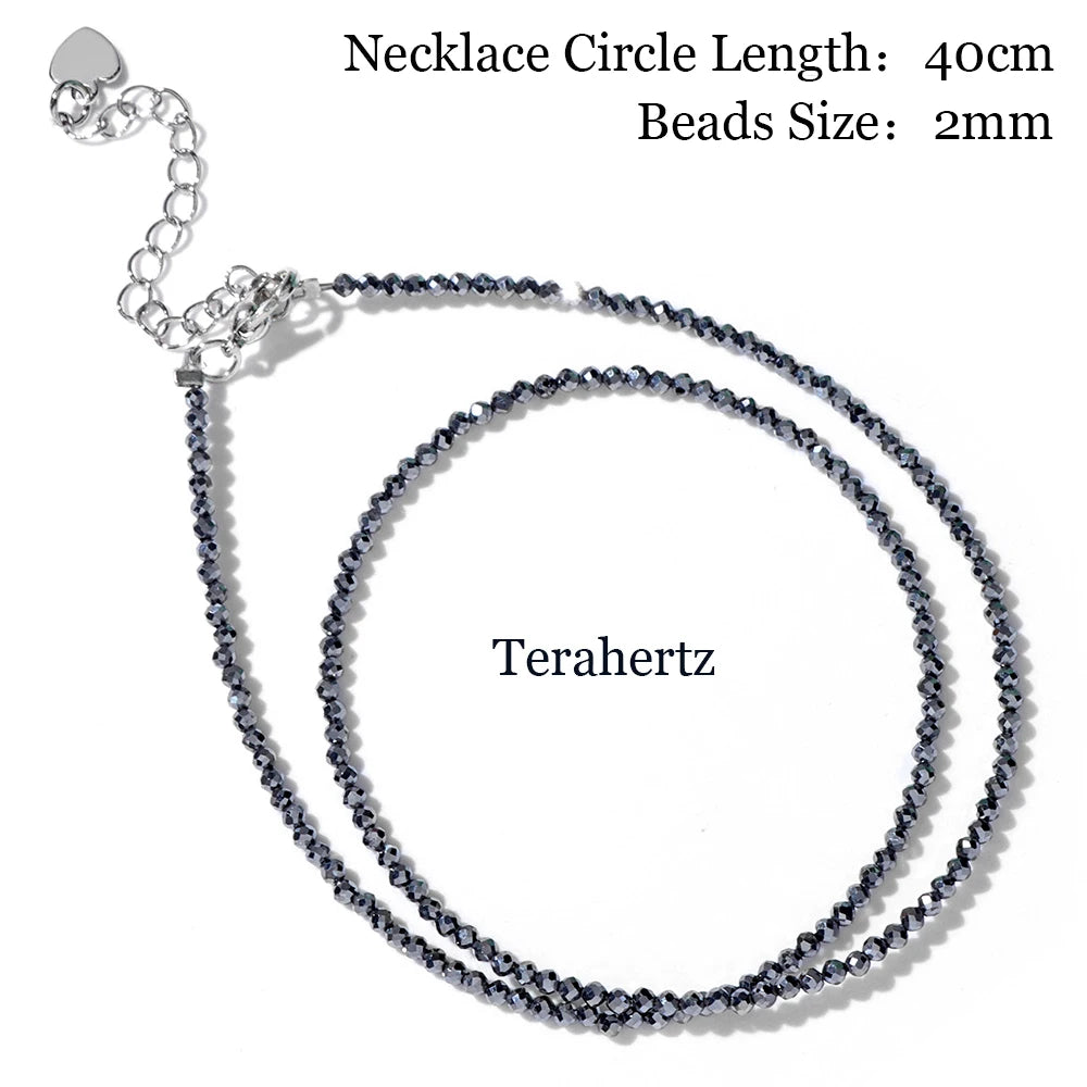Multicolor Natural Stone Beaded Necklace 2mm Choker for Men Women Jewelry Gift