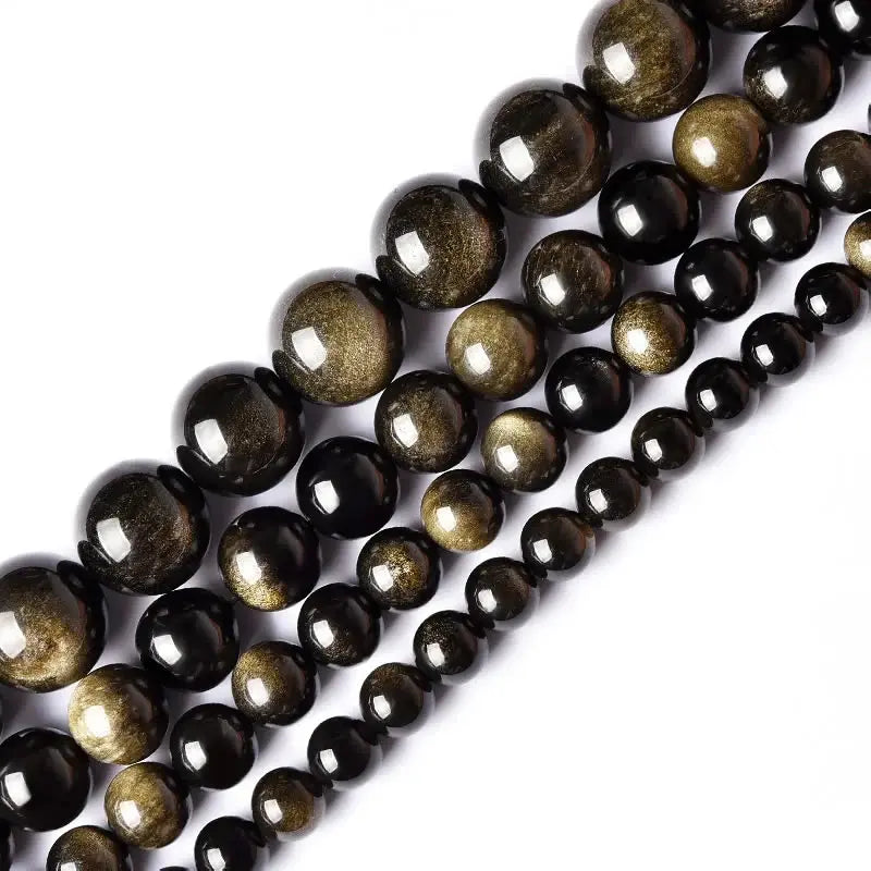 Natural Stone Golden Obsidian Beads for Jewelry Making – Round Spacer Stones 4-14mm