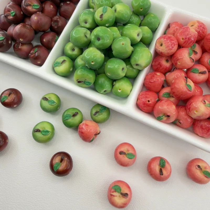 5Pcs 14x15MM 3D Resin Apple Charms Fruit Pendant Jewelry Spacer Beads DIY Jewelry Making