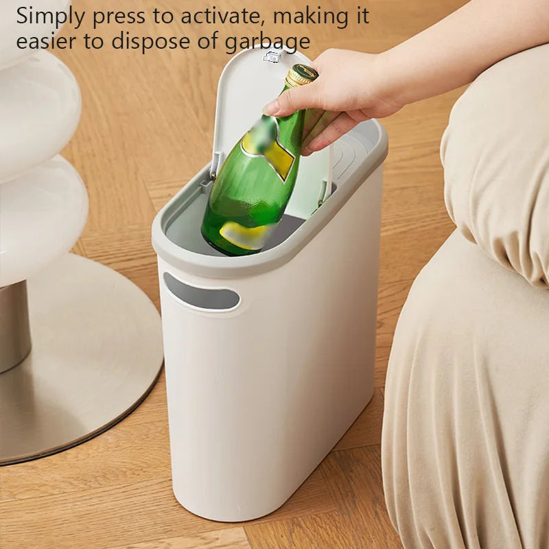 Large Capacity Bathroom Trash Can with Lid - Creative Plastic Garbage Bin for Kitchen & Room