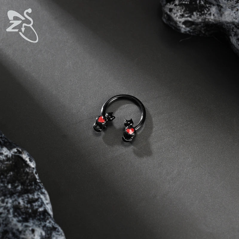 Unisex Punk Stainless Steel Nose Ring Septum Cartilage Body Jewelry - Pumpkin Bat
