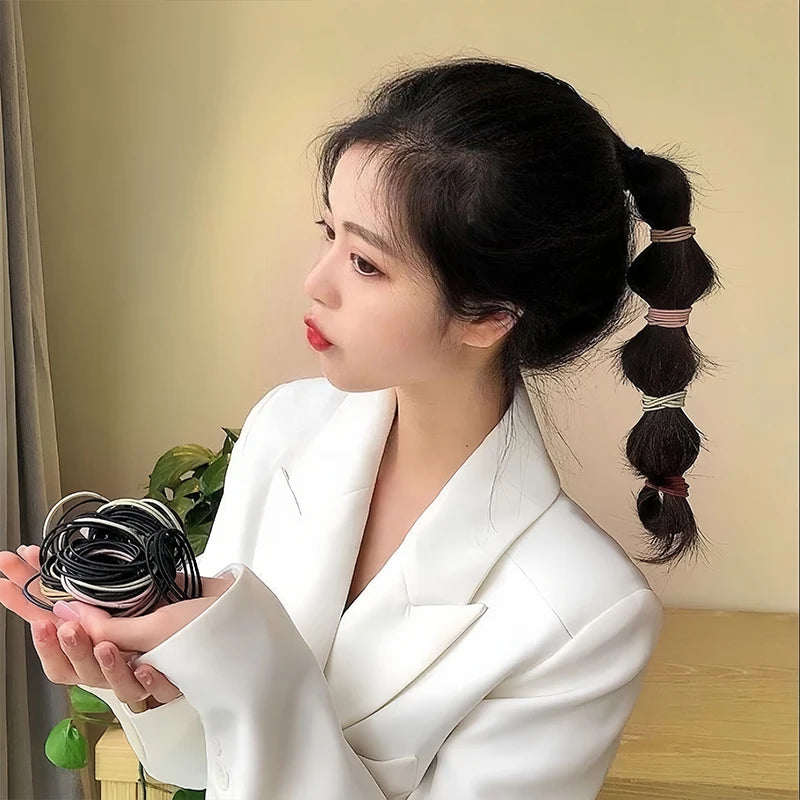 100PCS Unisex Nylon Elastic Hair Bands - Ponytail Scrunchies & Headbands