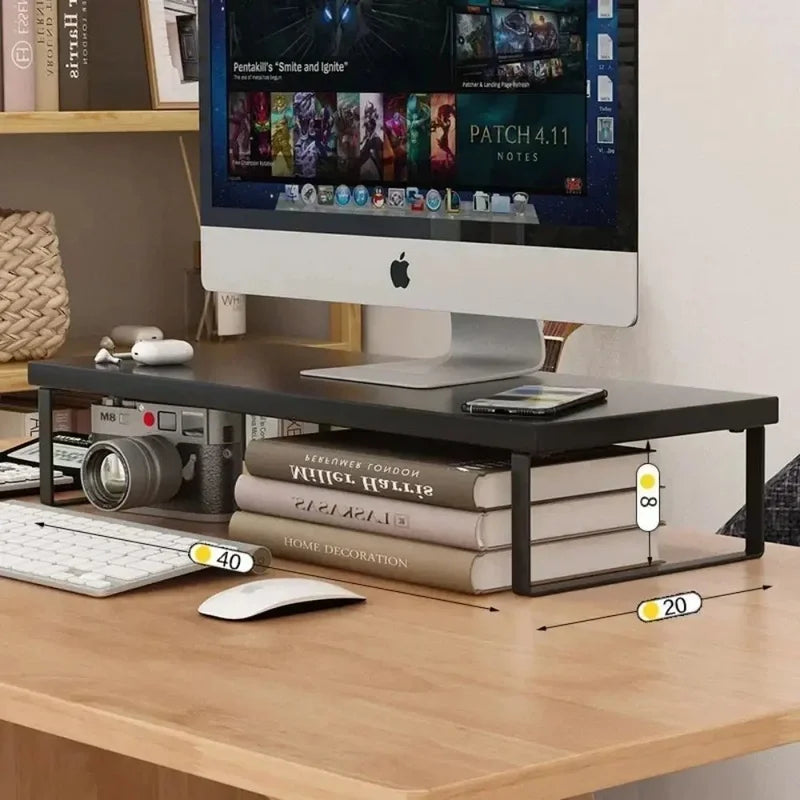 Adjustable Computer Monitor Stand Elevated Desk Storage Rack Home Office Organizer