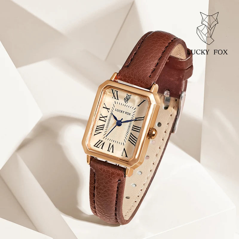 Retro Digital Dial Square Leather Strap Wristwatch for Women - Casual Quartz Watch Gift