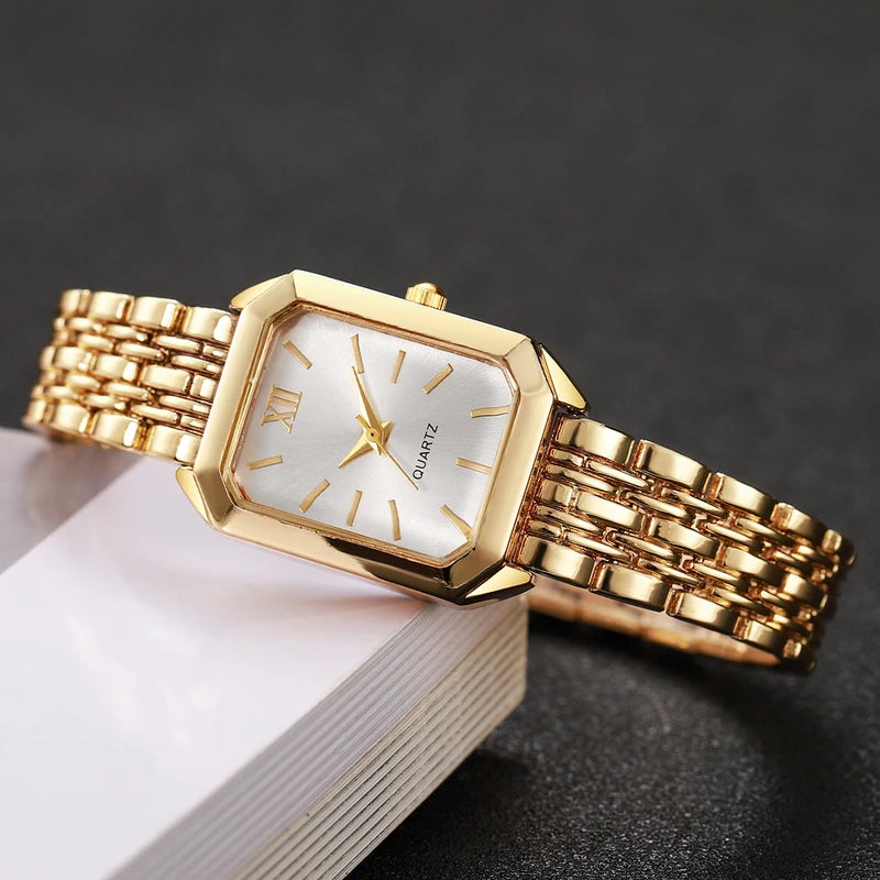 Women’s Quartz Watch & Rhinestone Bracelet Set - Elegant Fashion Jewelry