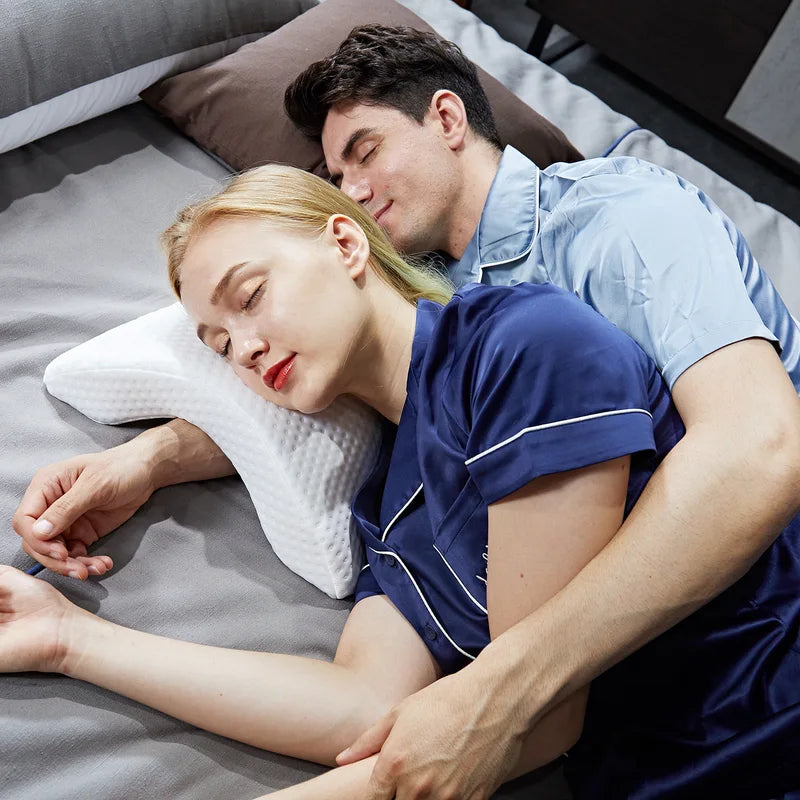 Memory Foam Travel Arched Cuddle Pillow for Couples & Sleep Comfort