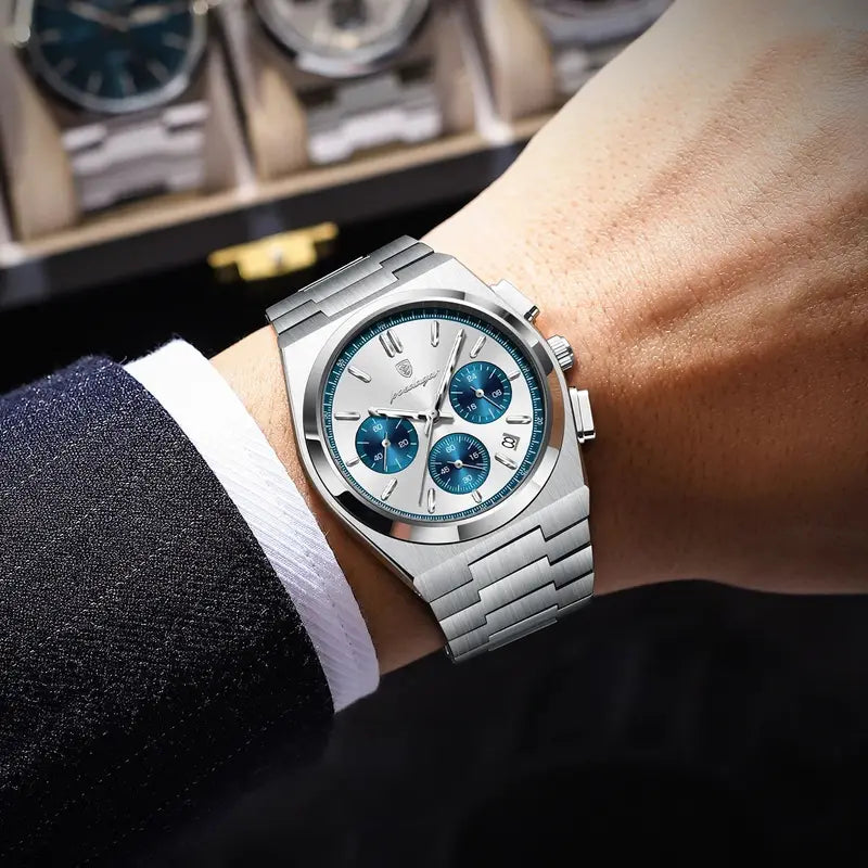 Men's Quartz Watch Waterproof Luminous Chronograph Stainless Steel Business Watch