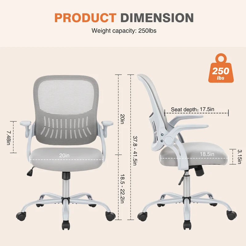 Ergonomic Mesh Office Chair with Lumbar Support, Adjustable Height & Swivel - Multiple Colors