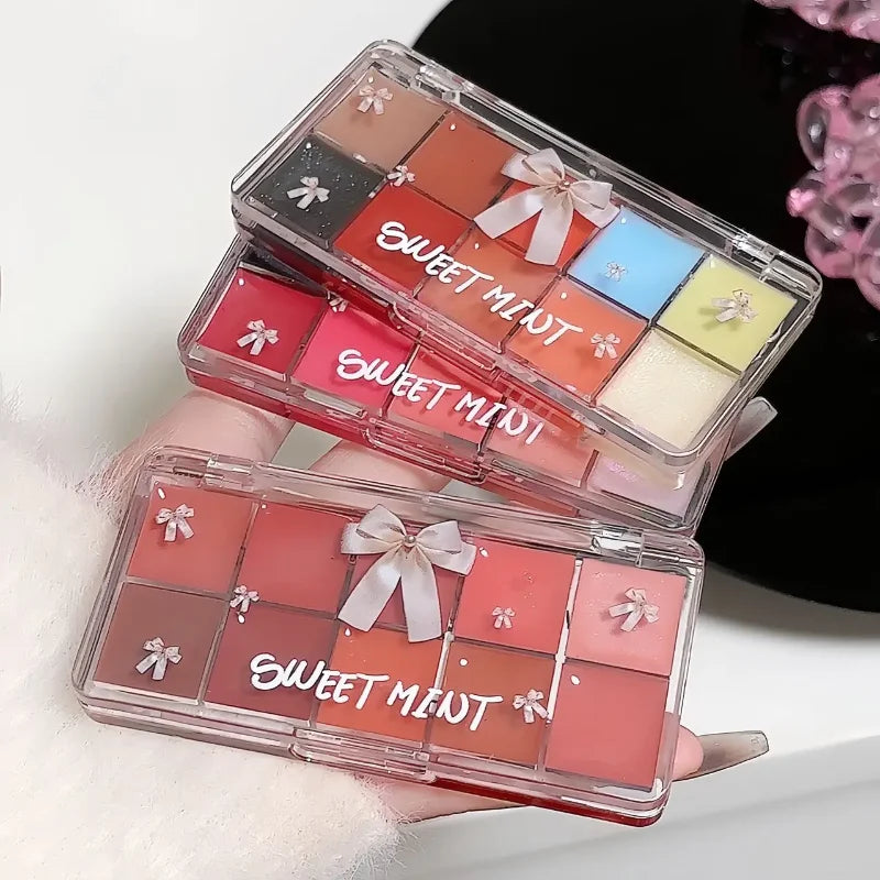 10-Color Lip Gloss and Lipstick Palette - Moisturizing & Long-Lasting Makeup Kit