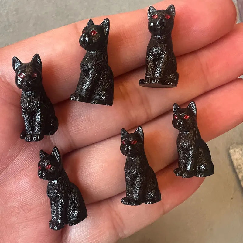 Halloween Black Cat Resin Figurine Ornaments for DIY Crafts & Home Decor