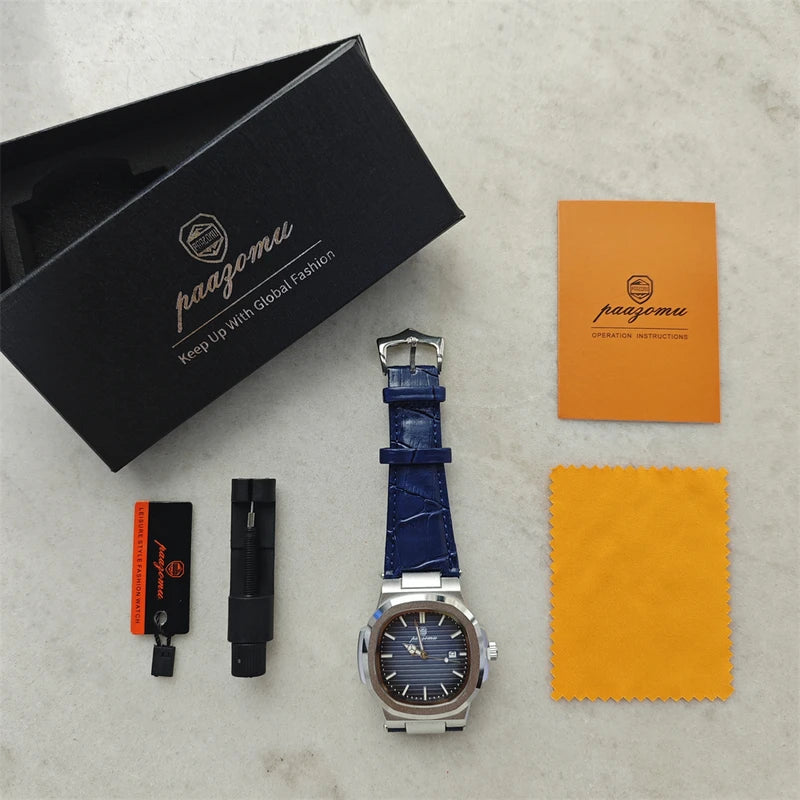 Luxury Square Men’s Quartz Wristwatch Waterproof Luminous Leather Strap