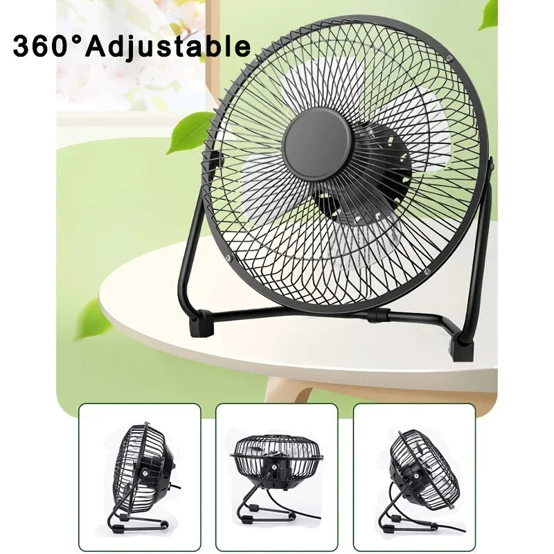 USB Desktop Fan with 2 Adjustable Speeds and 360° Rotation - 4/6/8 Inch Portable Table Fan