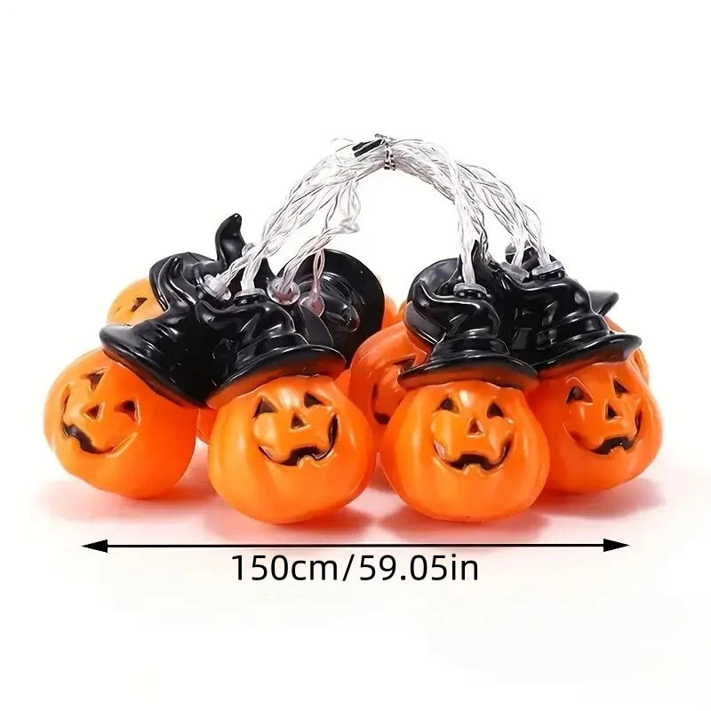 Halloween Pumpkin Fairy String Lights - Warm White 10LED Battery-Powered Decoration