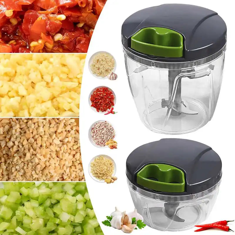 Manual Food Chopper with Pull String 600/1000ml Vegetable & Nut Cutter