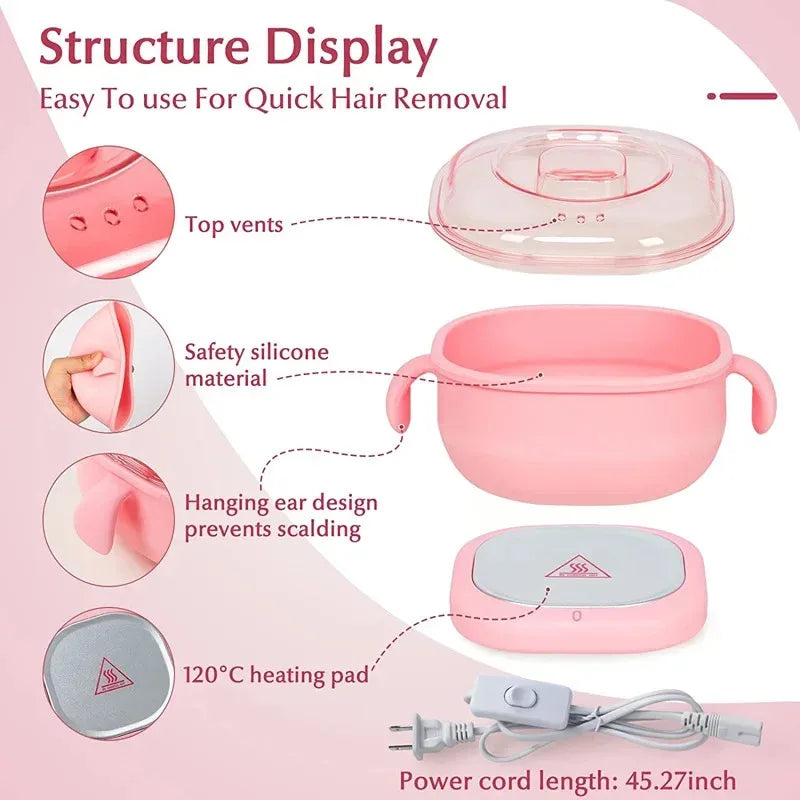 Foldable Silicone Wax Heater for Hair Removal Portable 400ML SPA Body Epilator