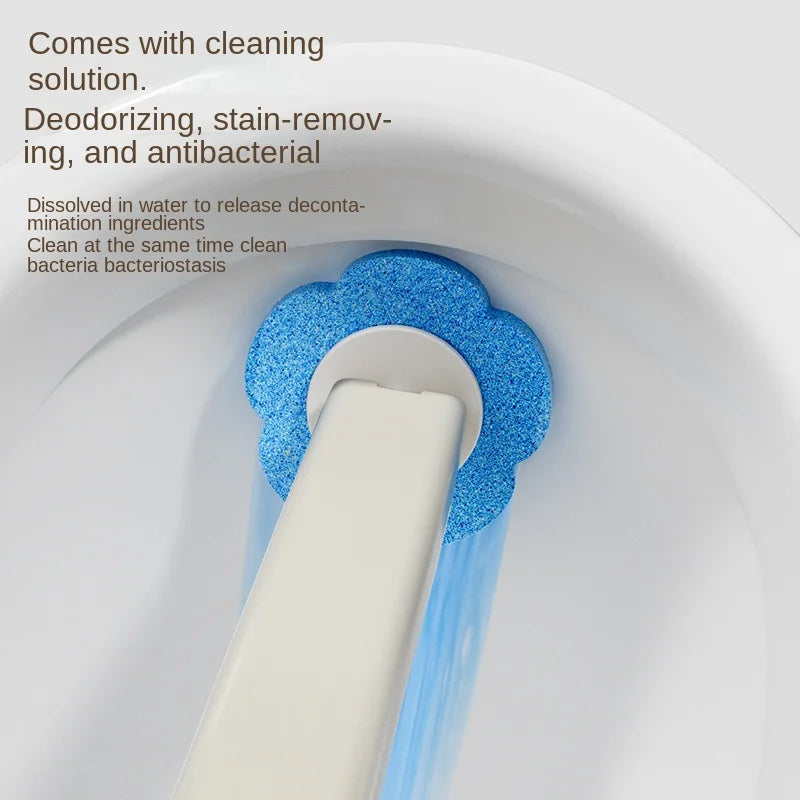 Disposable Toilet Brush Head with Antibacterial Cleaner - Hygienic Replacement Sponge, Universal Fit