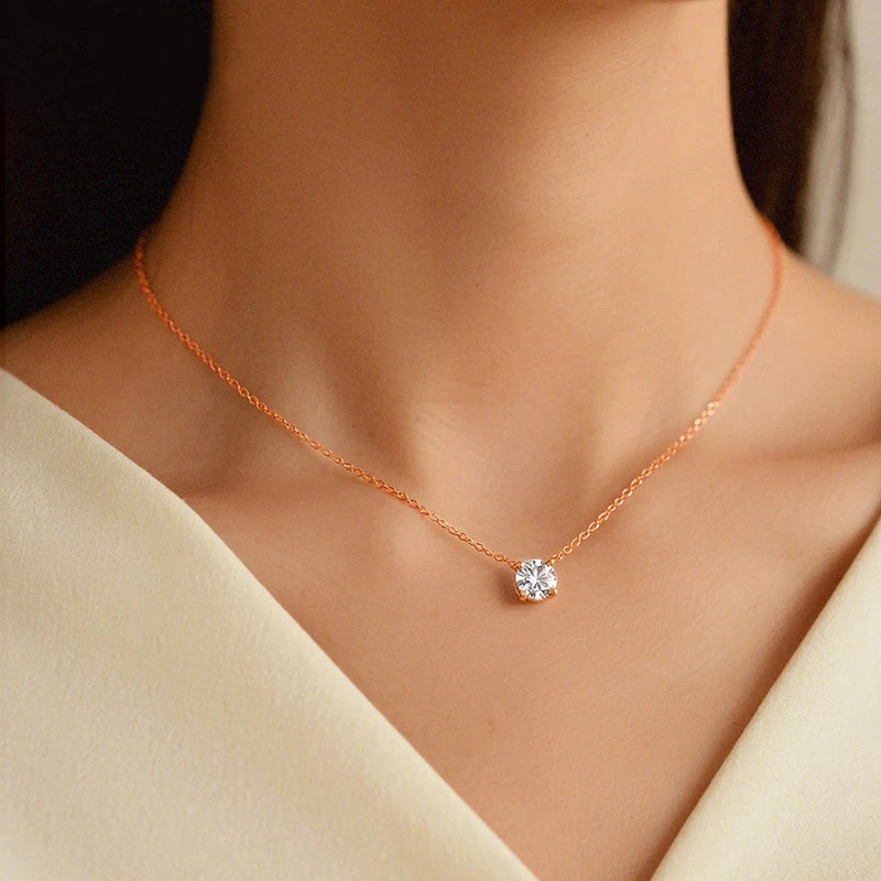 Luxury 1-6CT Moissanite Necklace for Women - Sterling Silver Pendant