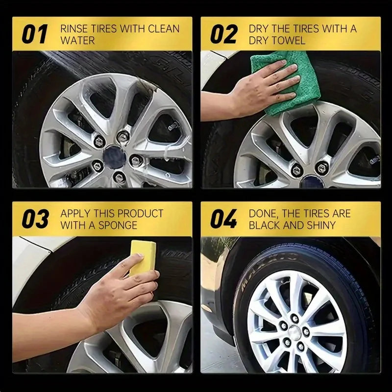 Black Tire Wax 100g - Long-Lasting Car Tire Shine & Protection