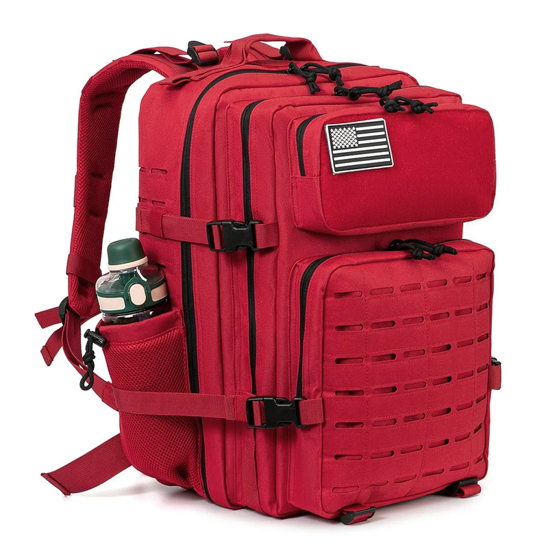 45L Men's Tactical Backpack with Double Cup Holders Outdoor Camping Hiking Survival Gear