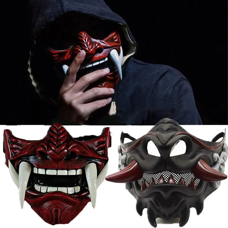 Japanese Samurai Ghost Devil Mask Halloween Role Play Prop Thick Plastic Mask