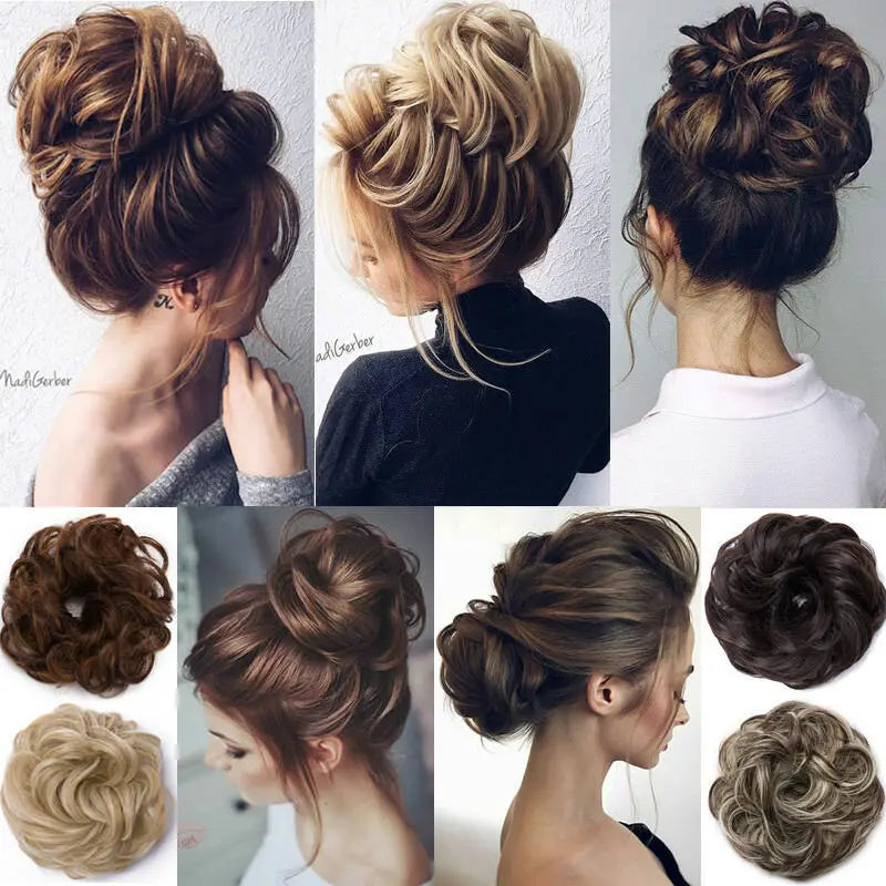 Disheveled Fluffy Wig Hair Bun Band - Natural High-Temperature Synthetic Curl