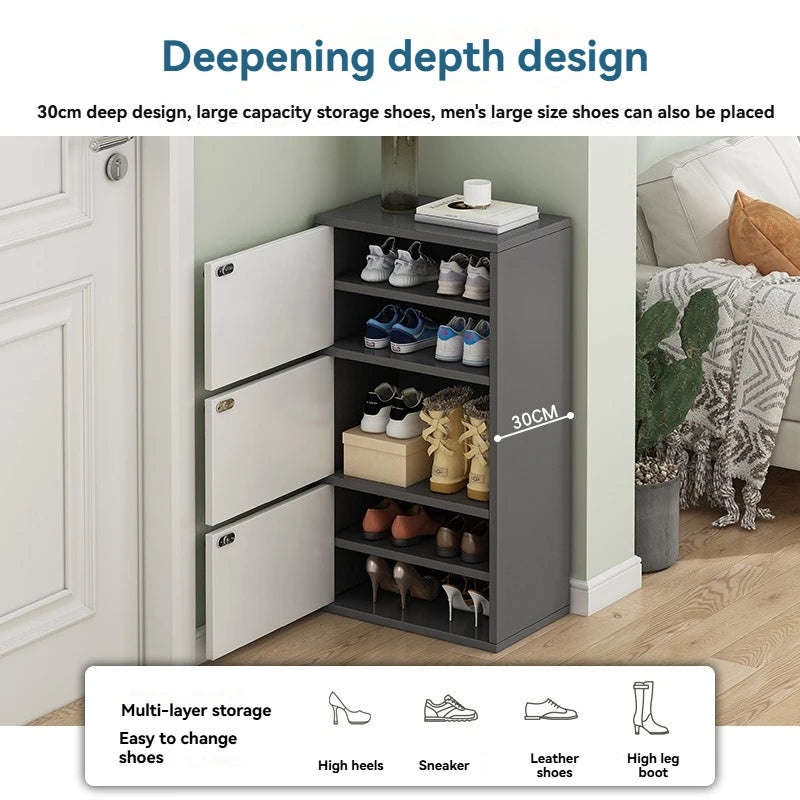 Narrow Space-Saving Shoe Rack with Large Capacity Corner Shoe Cabinet for Entryway
