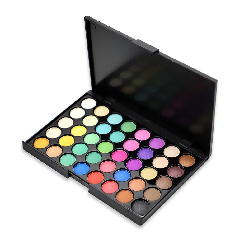40-Color Matte Eyeshadow Palette with Glitter and Brush Set - Professional Eye Makeup