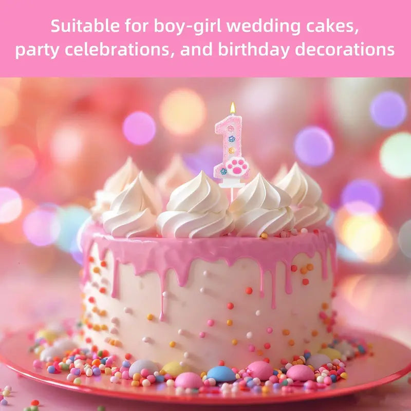 Dog and Cat Birthday Candle Paw Cake Topper for Pet Themed Parties - Multiple Colors