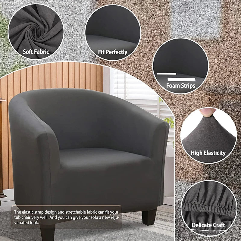 Stretch Club Chair Slipcover - Spandex Armchair Cover for Living Room Furniture Protector