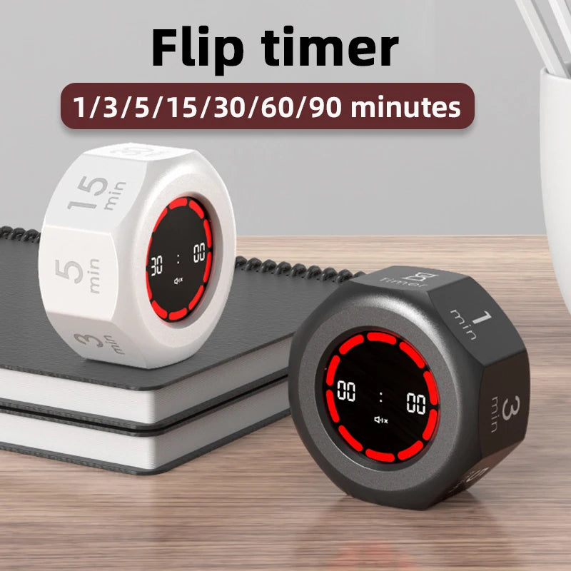 Digital Gravity Sensor Timer 90-Minute Visual Flip Timer for Home Kitchen Study Office